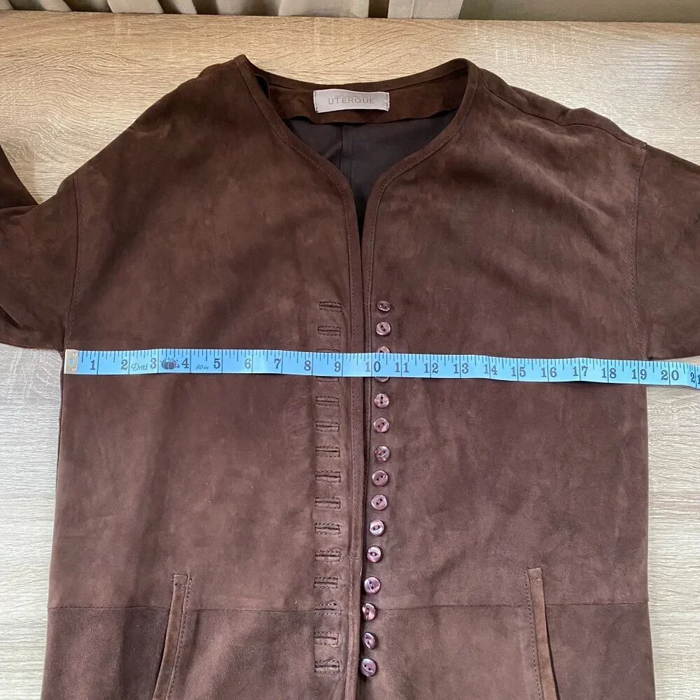 Vintage Uterque Long Suede Jacket Brown